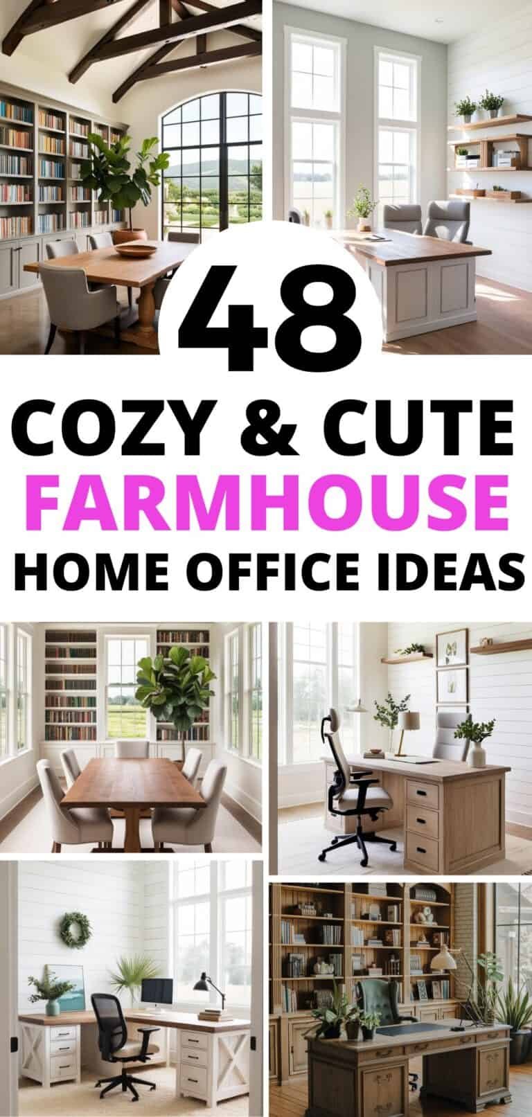 48 Farmhouse Home Office Inspiration Ideas for a Cozy Workspace - Work ...