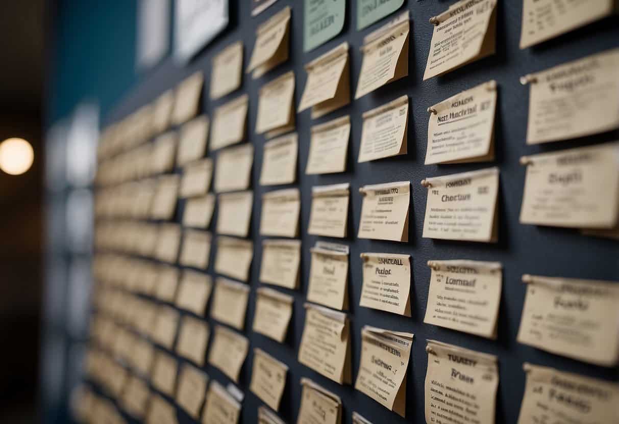 A bulletin board with 30 labeled sections for remote job listings