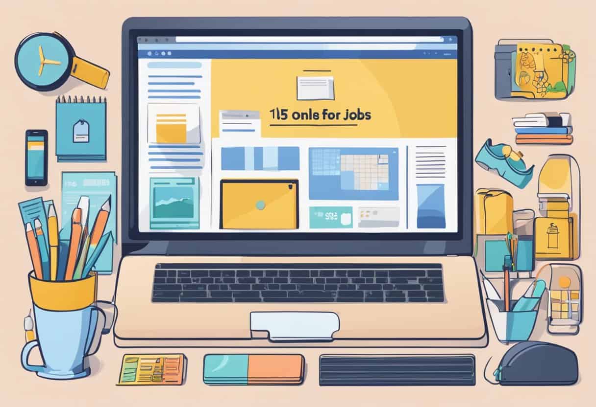 A laptop surrounded by various products with a "15 Online Jobs for Shy People" article displayed on the screen