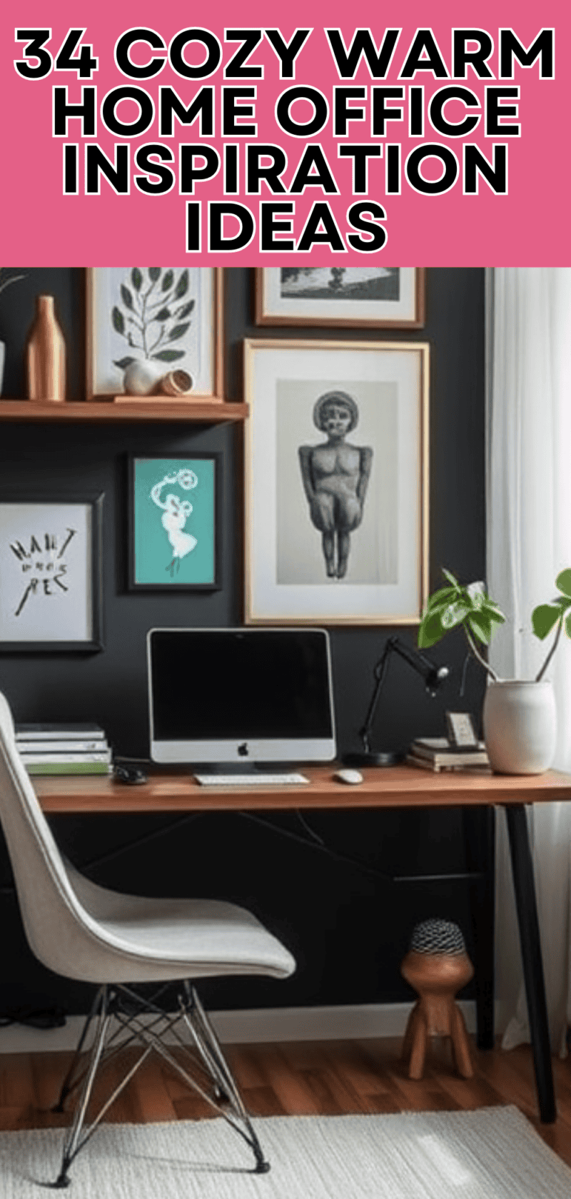 34 Cozy Warm & Dark Home Office Inspiration Ideas - Work Well Remote