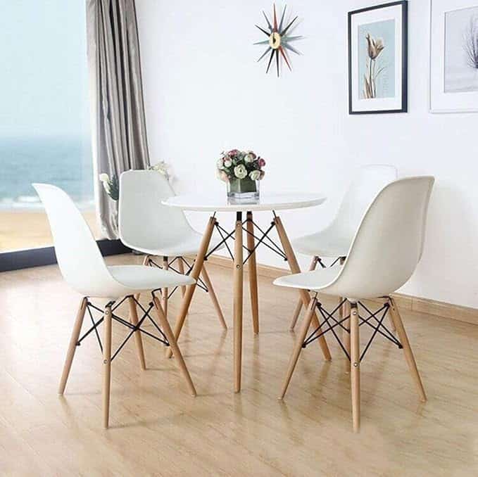 Inspirer Studio® Set of 6 New 17 inch SeatDepth Eiffel Style Side Chair with Natural Wood Legs Shell Top Side Chairs