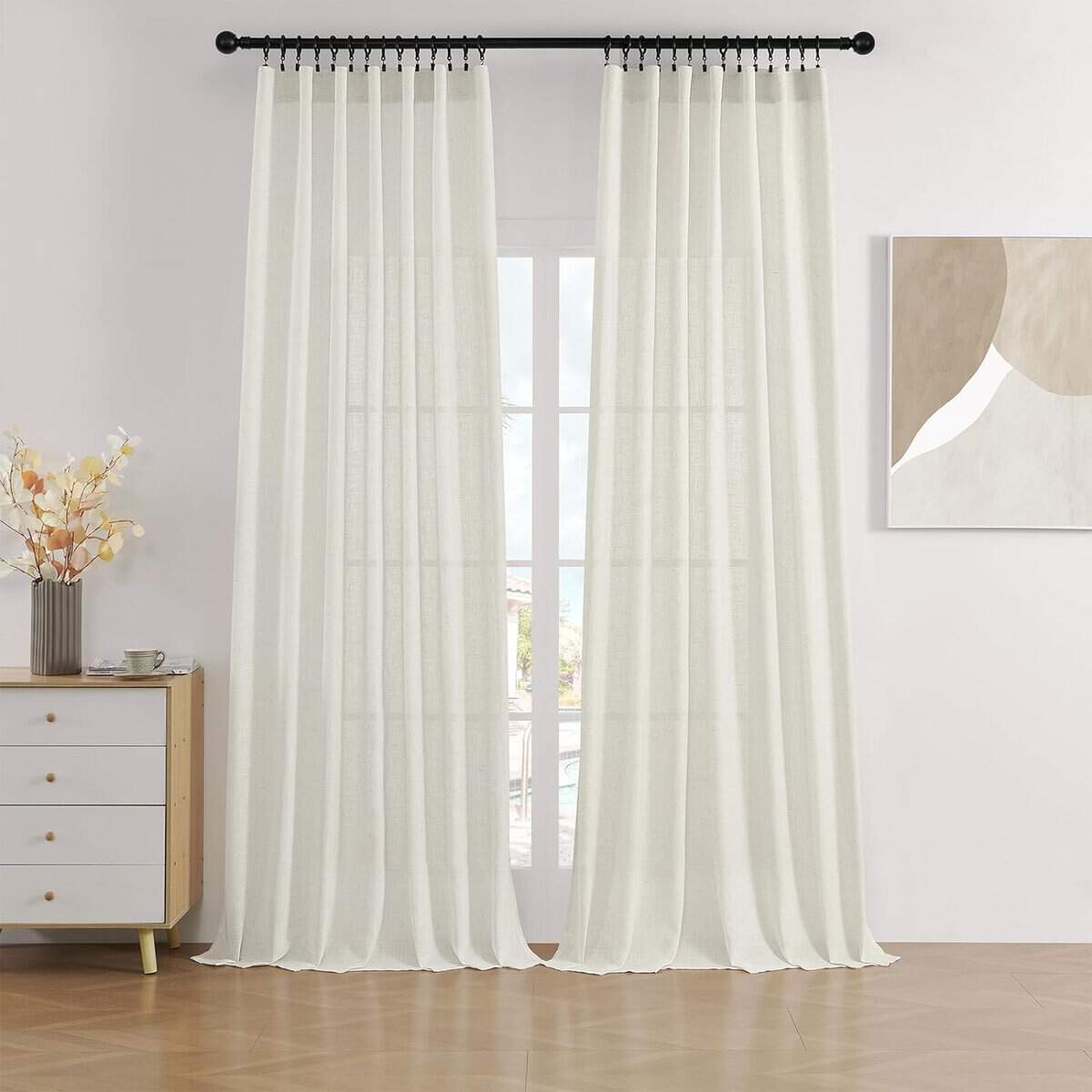 Joydeco Linen Curtains 2 Panel Set,Light Filtering