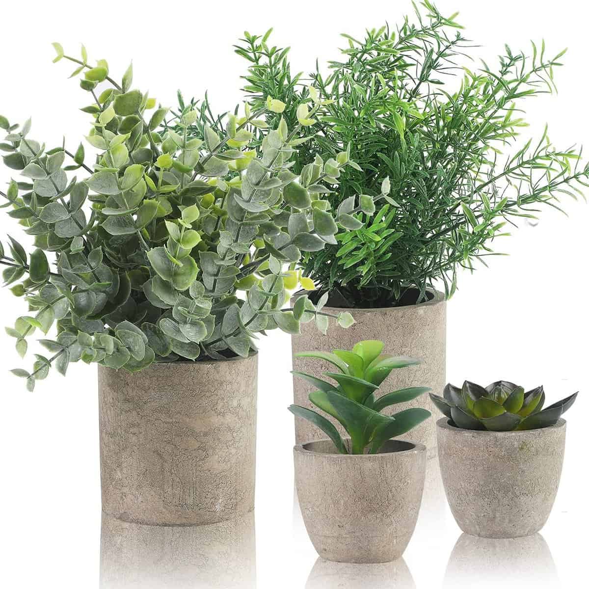 ALAGIRLS 4 Packs Fake Plants Small Artificial Plants Indoor