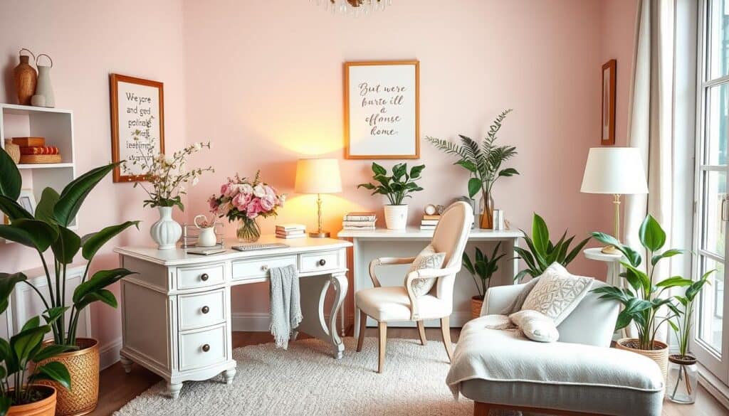 feminine home office layout