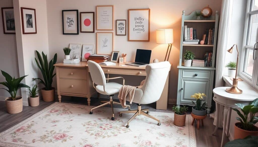 girly office setup