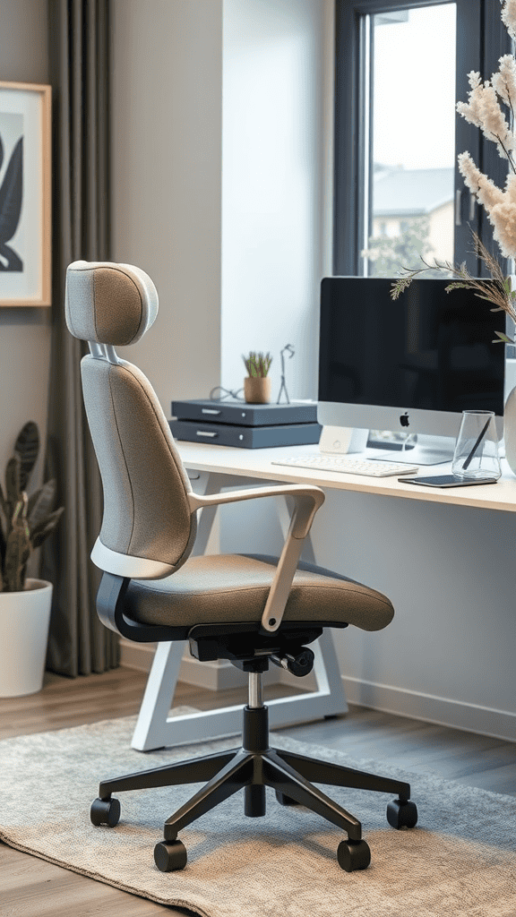 A stylish ergonomic chair in a modern office setup