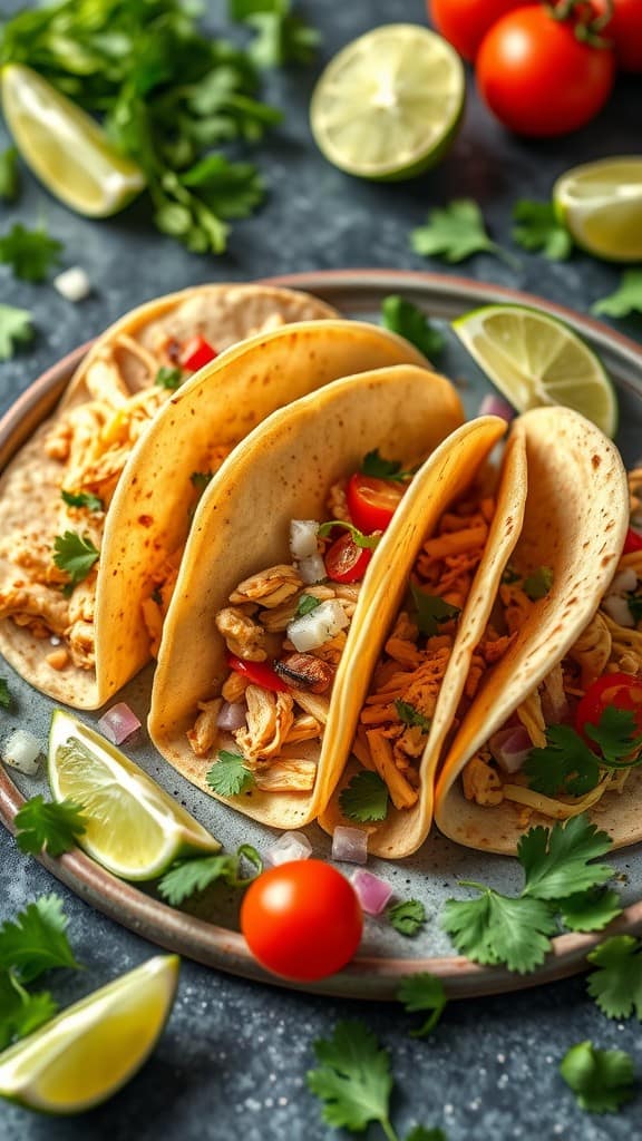 Delicious cilantro lime chicken tacos with fresh ingredients