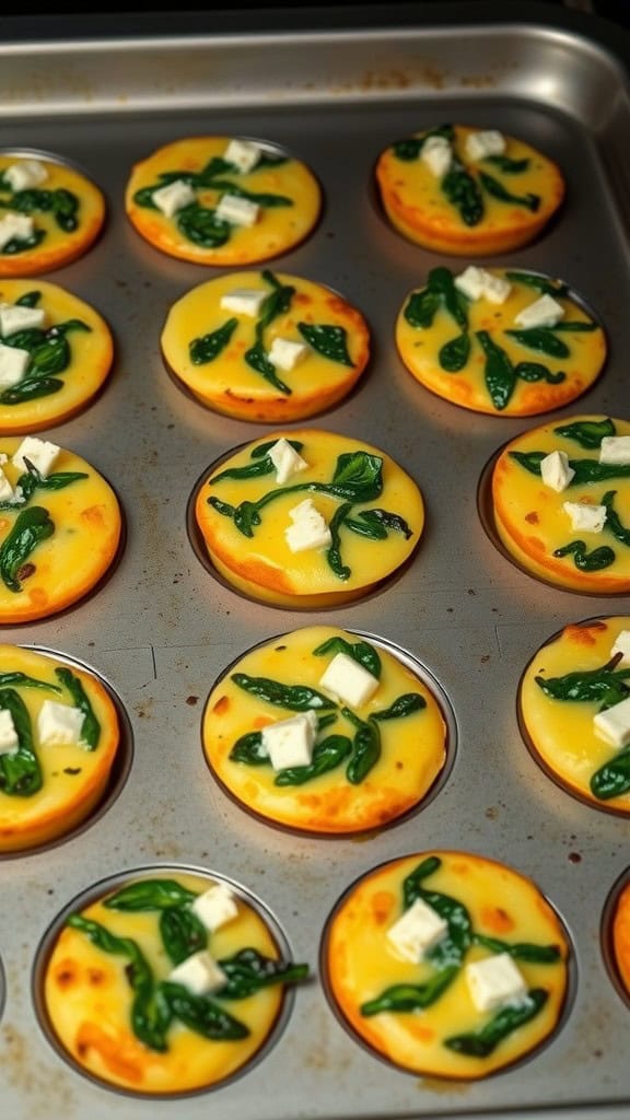 Baked egg muffins with spinach and feta cheese