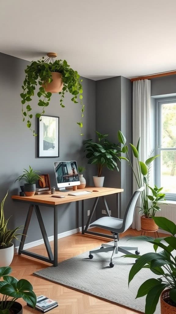 17 Stunning Grey Wall Ideas for Your Home Office - Work Well Remote