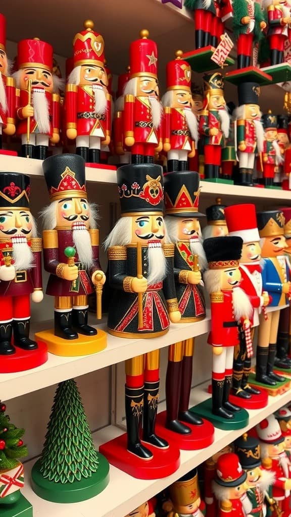 Colorful array of nutcracker figures on display