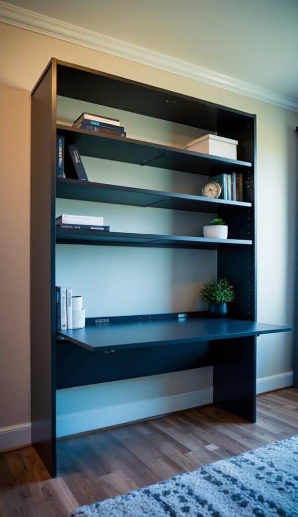 A convertible desk and bookshelf.