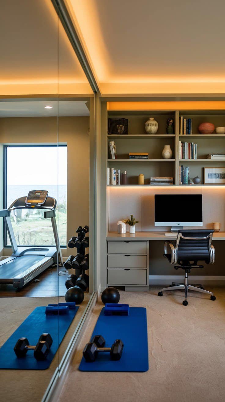 25 Gorgeous Home Office Gym Combo Layout Ideas - Work Well Remote