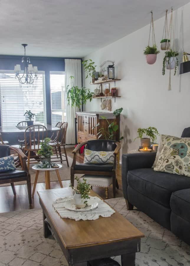Cottagecore style cozy winter living room