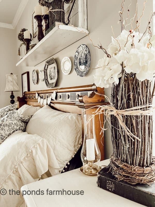 Rustic farmhouse style cozy winter bedroom