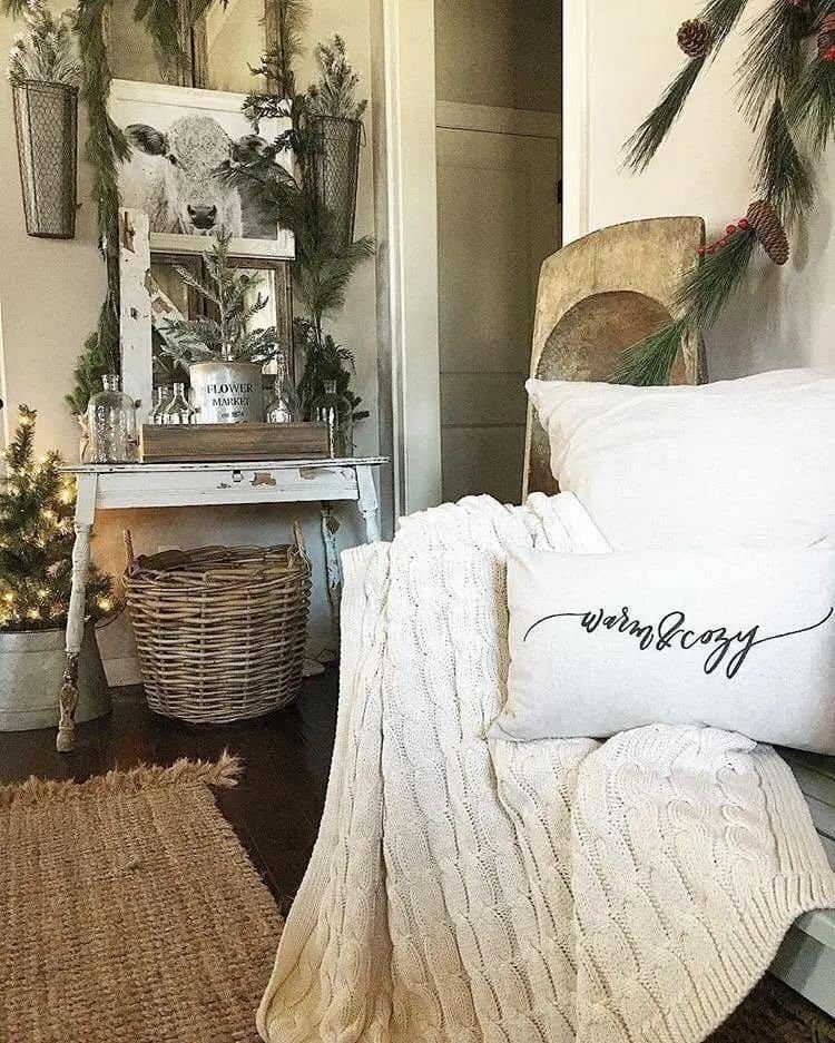 Modern farmhouse winter living room accent chair