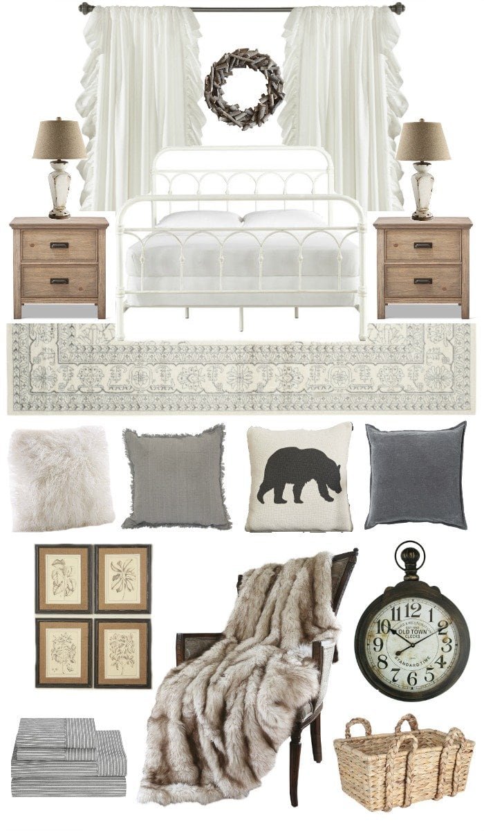 Winter white minimalist neutral bedroom design board