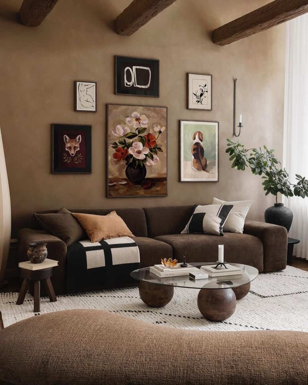 Dark and moody winter living room
