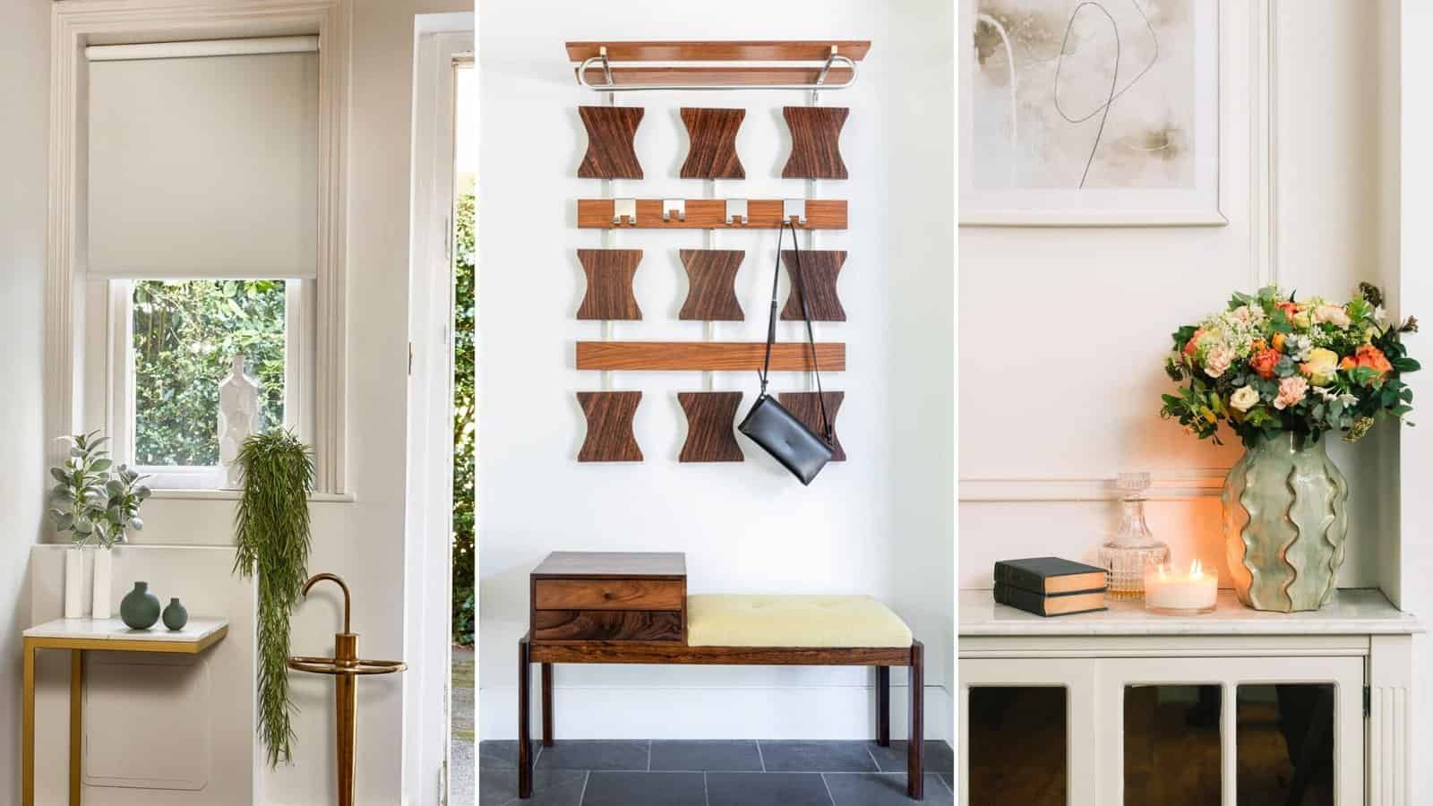 Minimalist winter entryway with pared down decor