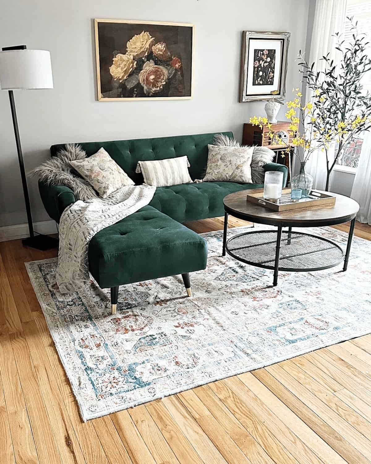 Cozy mid century modern winter living room
