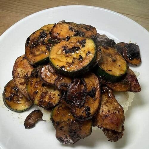 Blackened Chicken with Zucchini and Mushrooms