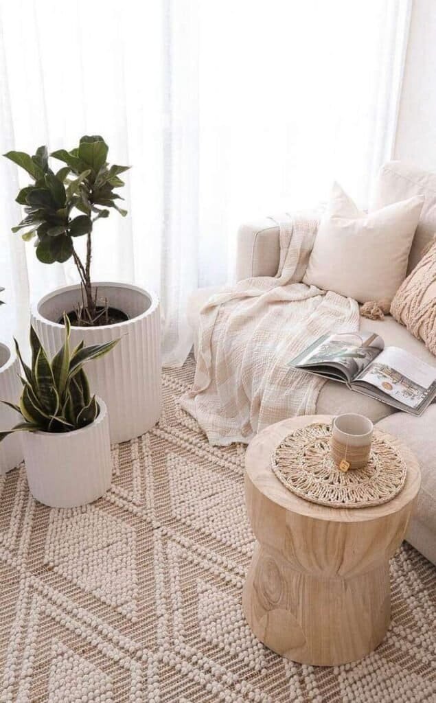 Cozy boho style winter living room