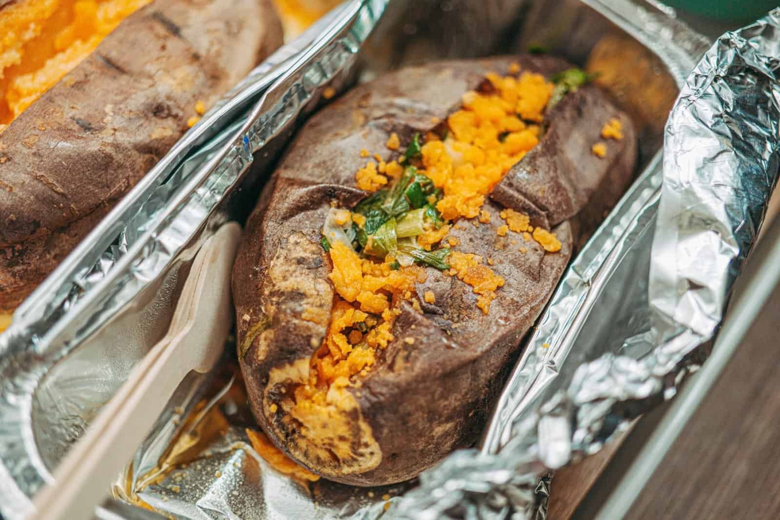 Buffalo Chicken Stuffed Sweet Potato