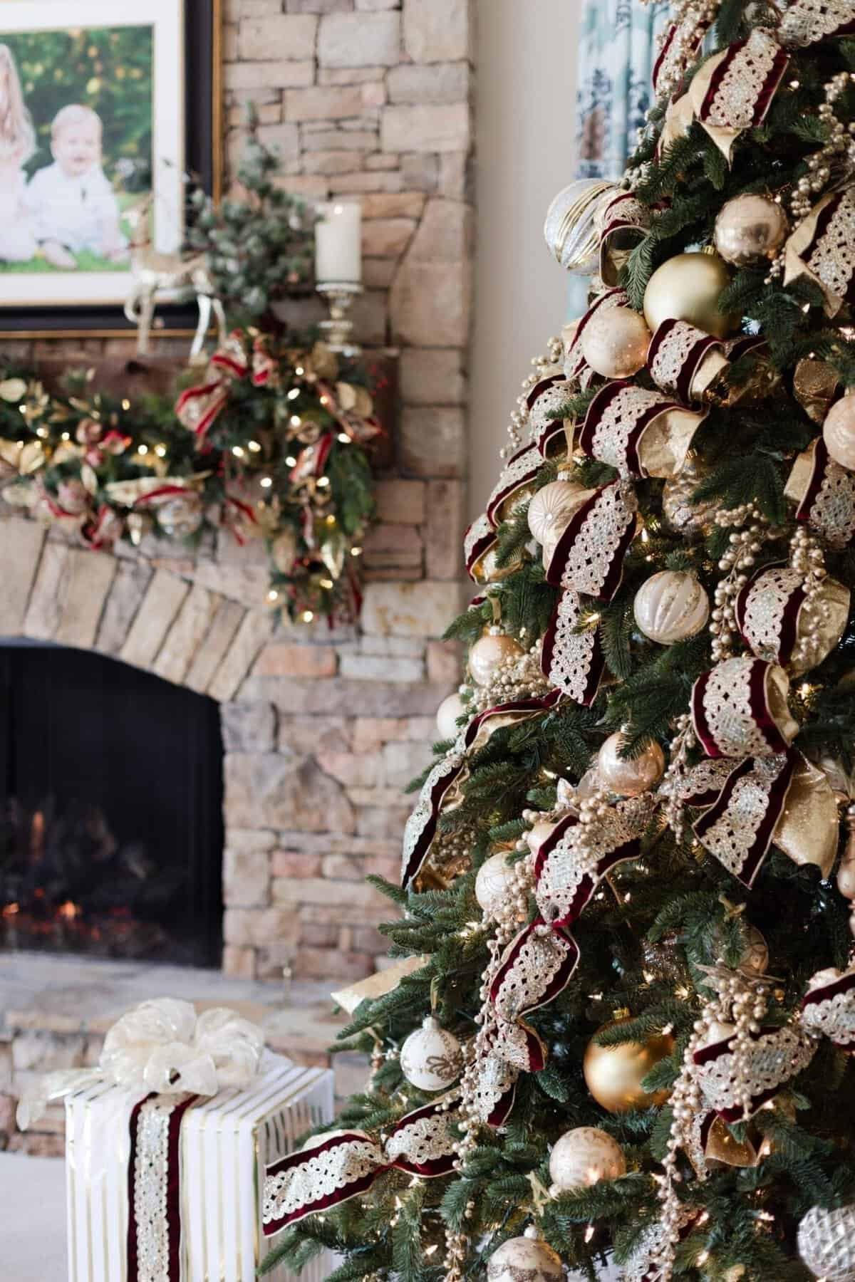 Burgundy and Gold Christmas Tree
