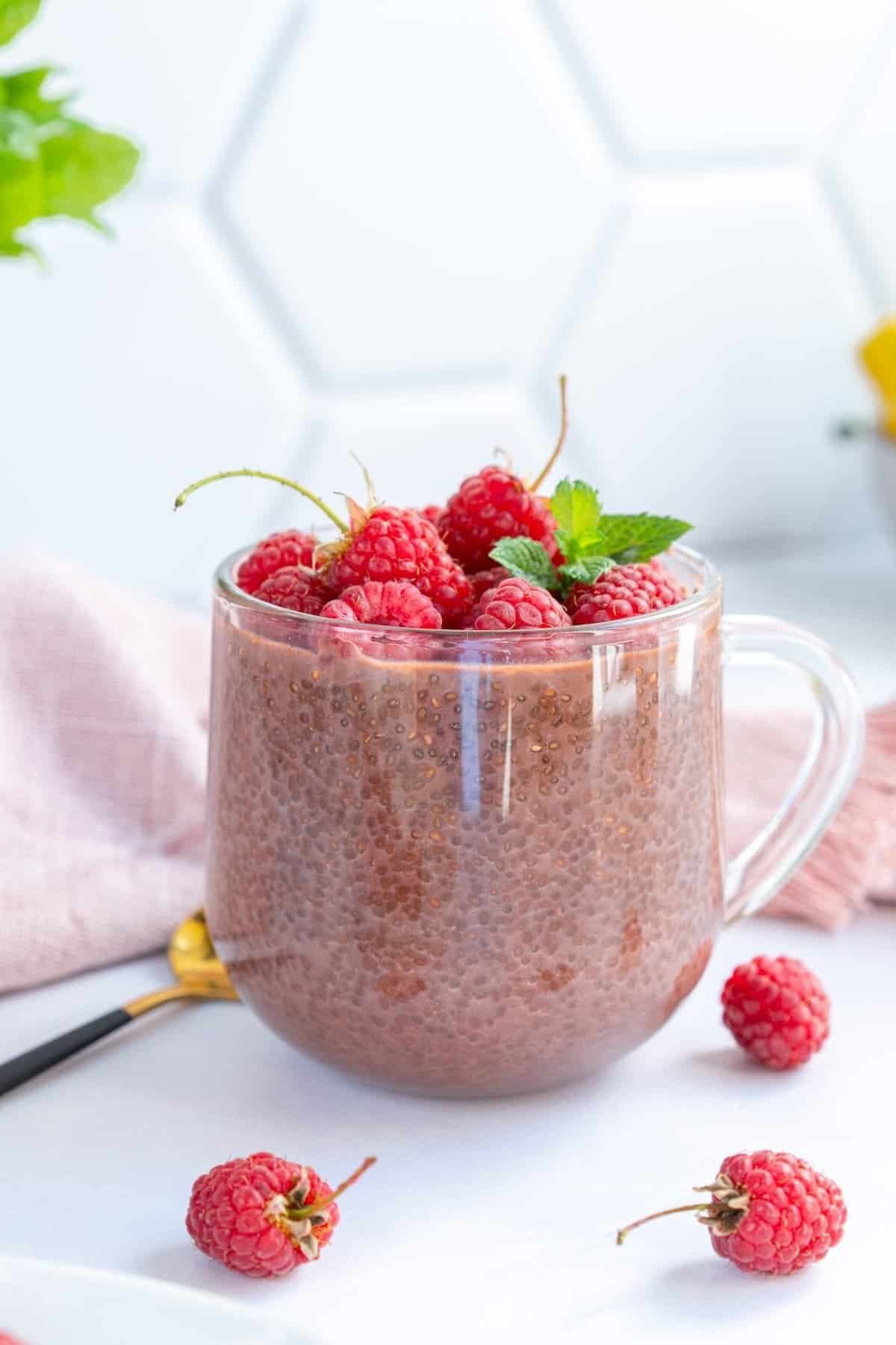 High protein chia pudding in a jar