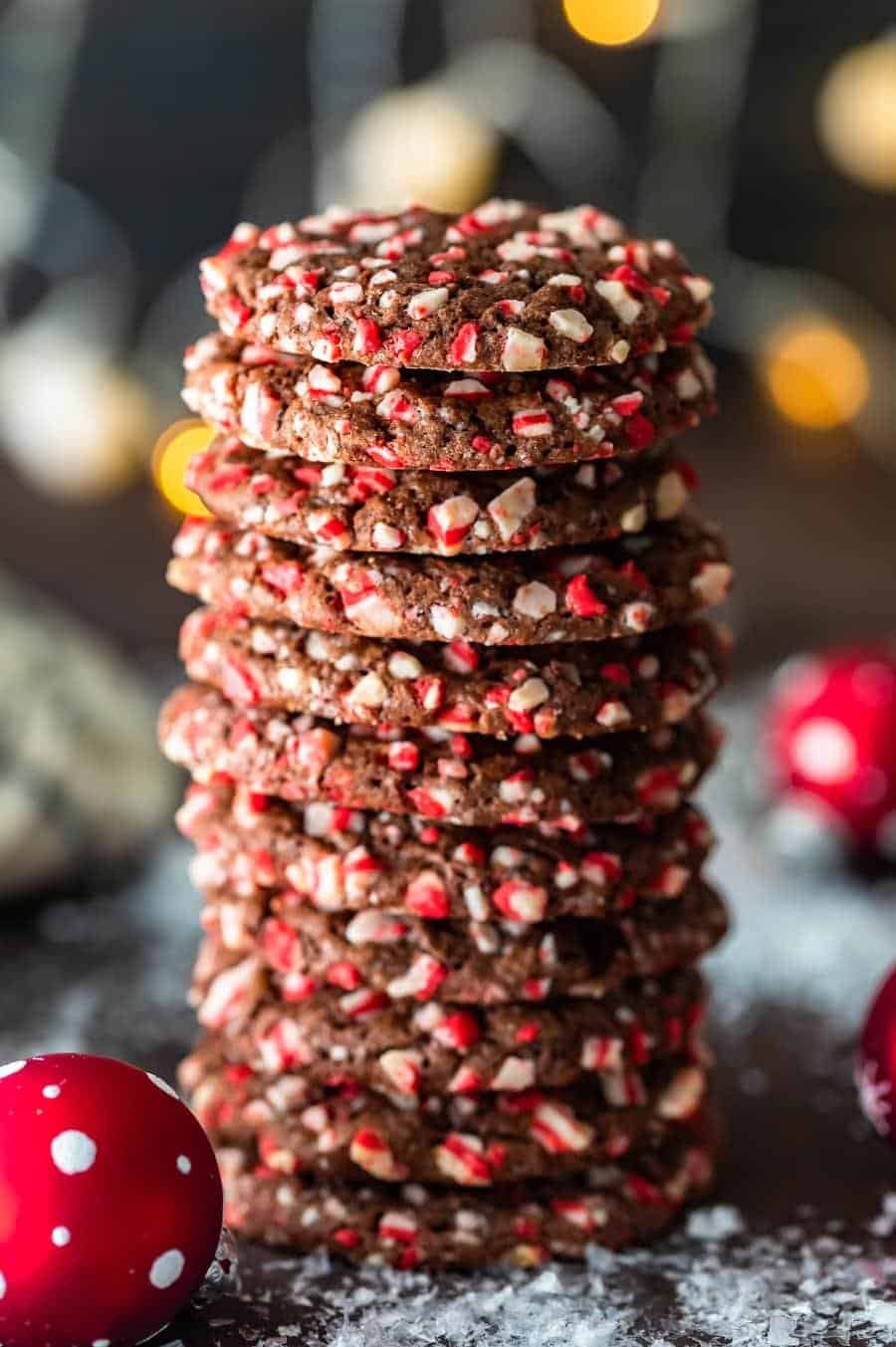 Chocolate peppermint crinkle cookies