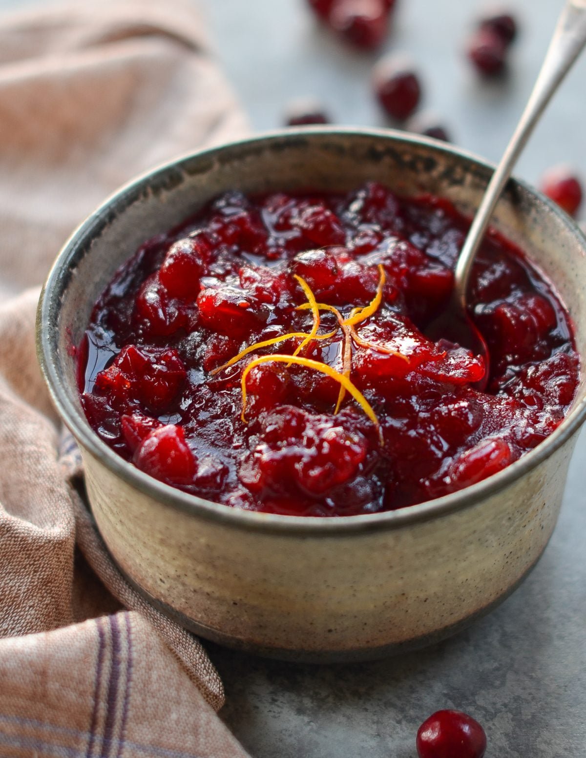 Homemade cranberry orange sauce in a bowl