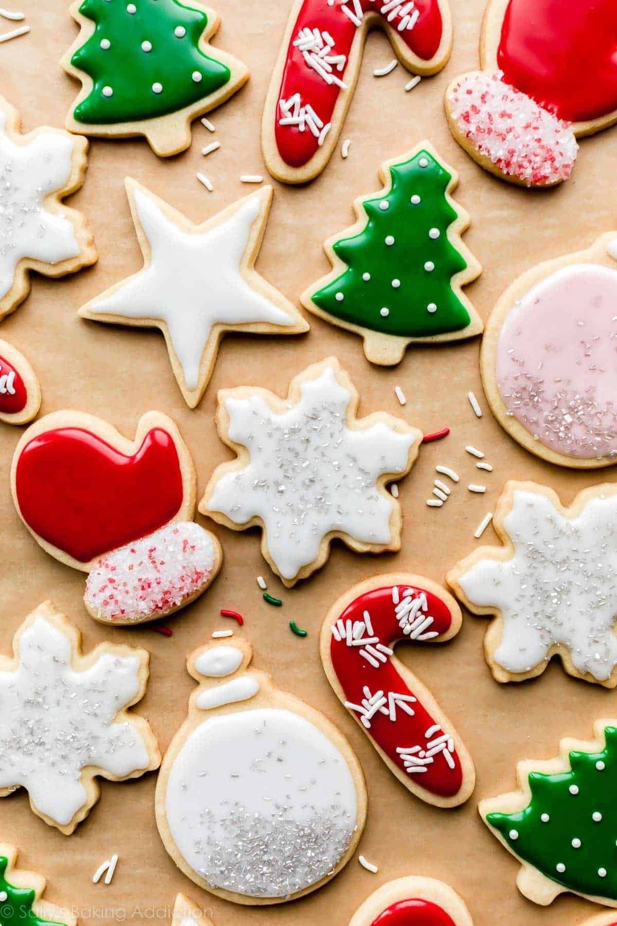 Decorated christmas sugar cookies with icing