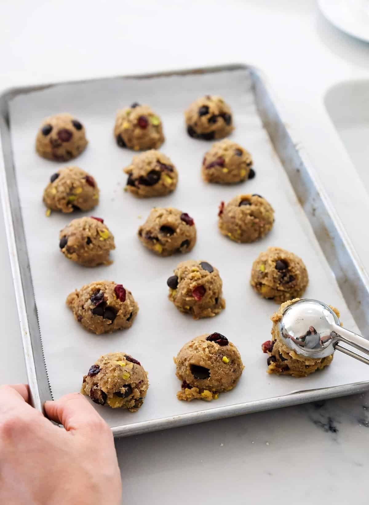 Cranberry pistachio chocolate chip cookies