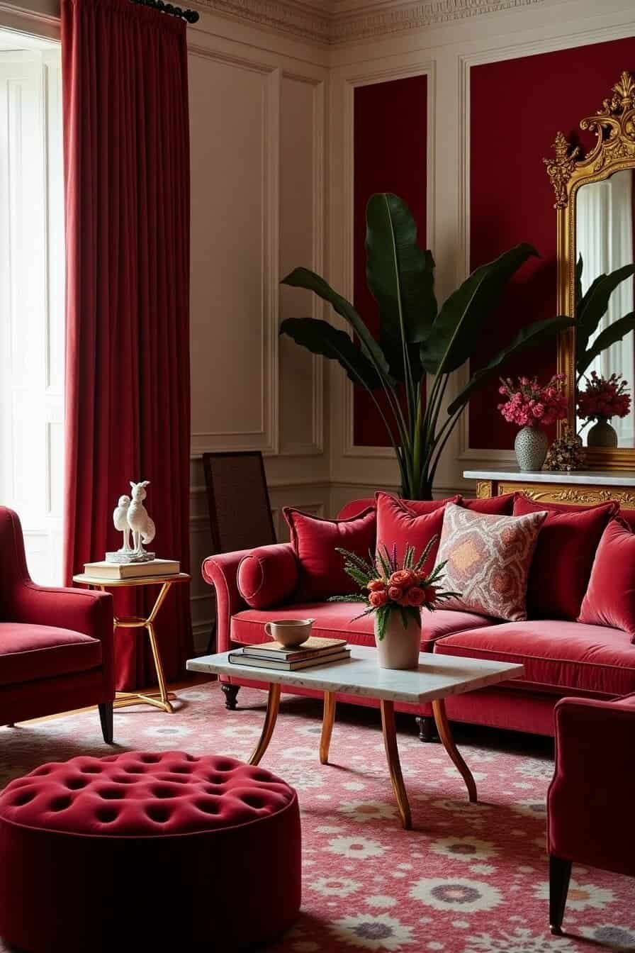 Grandmillennial style cozy winter living room