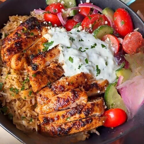 Greek Chicken & Rice Bowls (40g Protein, Meal Prep Friendly)