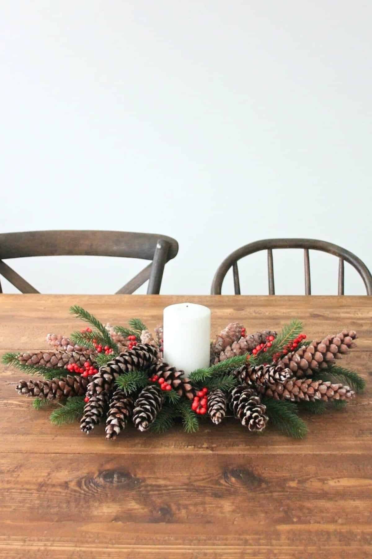 Pinecone and berries Christmas centerpiece