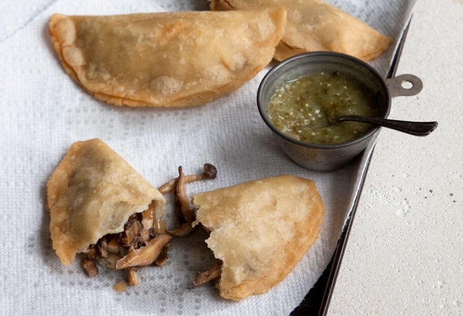 Oaxaca-style mushroom quesadillas with green salsa