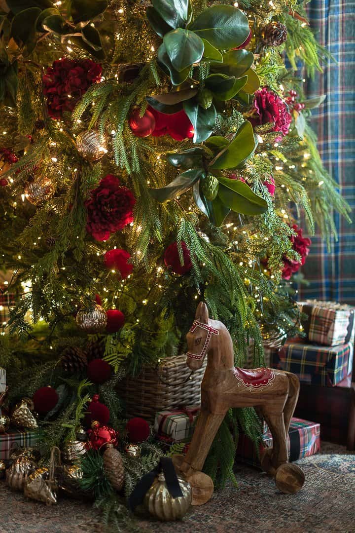 Traditional Red and Green Christmas Tree