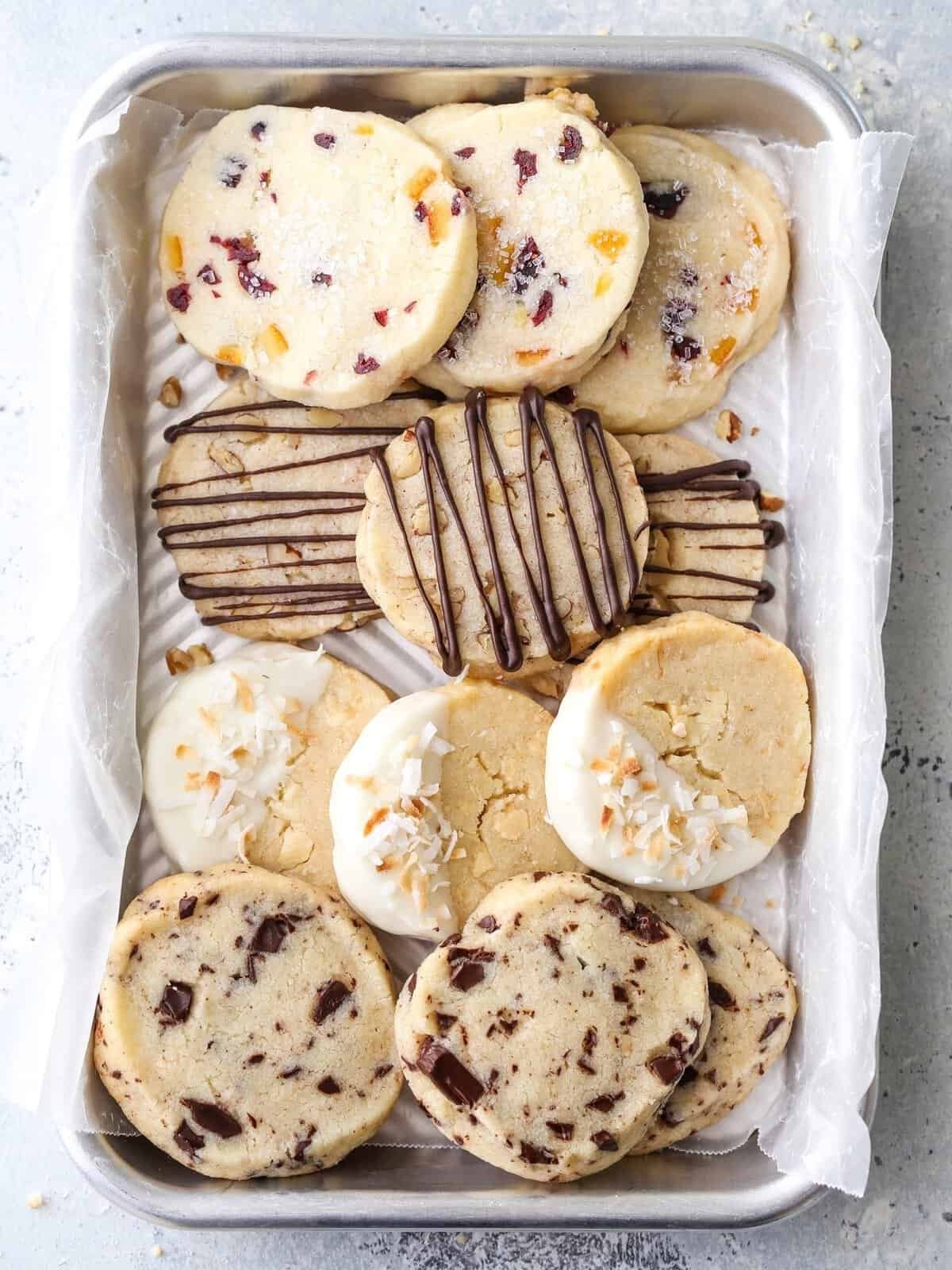 Buttery shortbread cookies four ways
