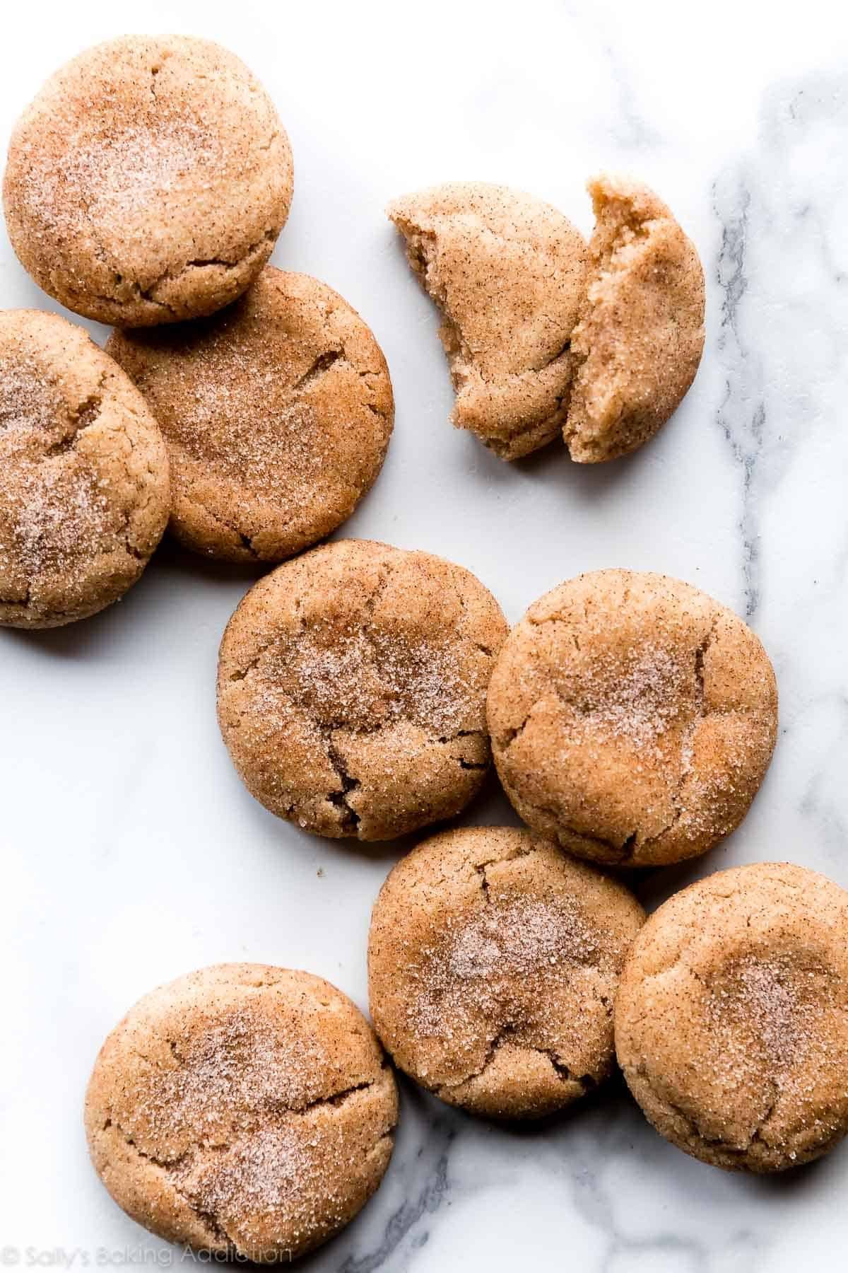 Soft and thick snickerdoodle cookies
