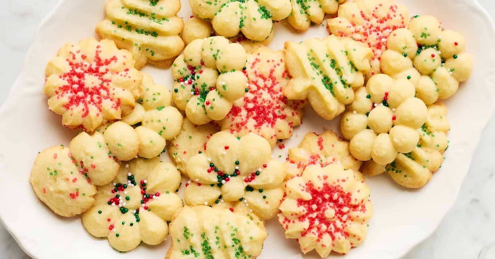 Buttery spritz cookies with sprinkles