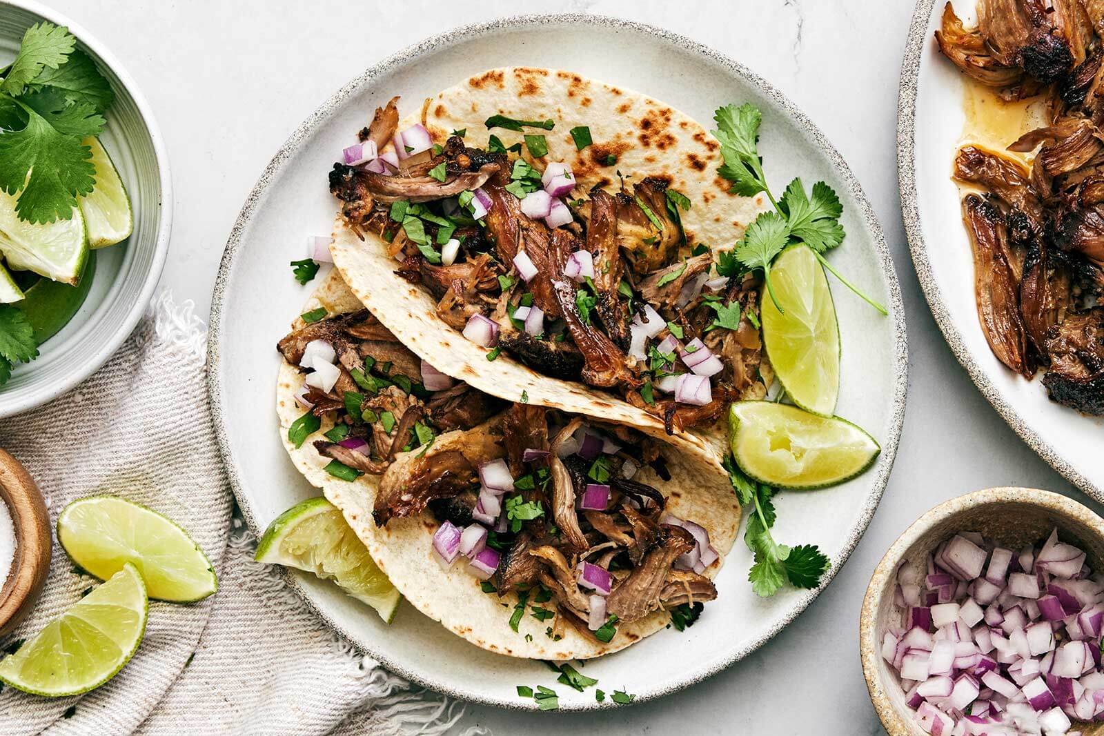 Crispy pork carnitas tacos