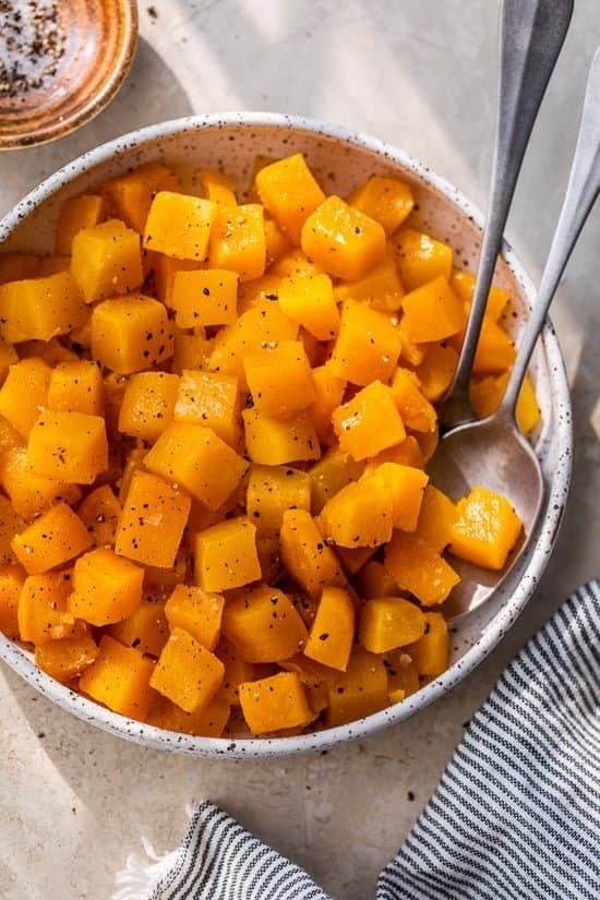 Maple roasted butternut squash cubes