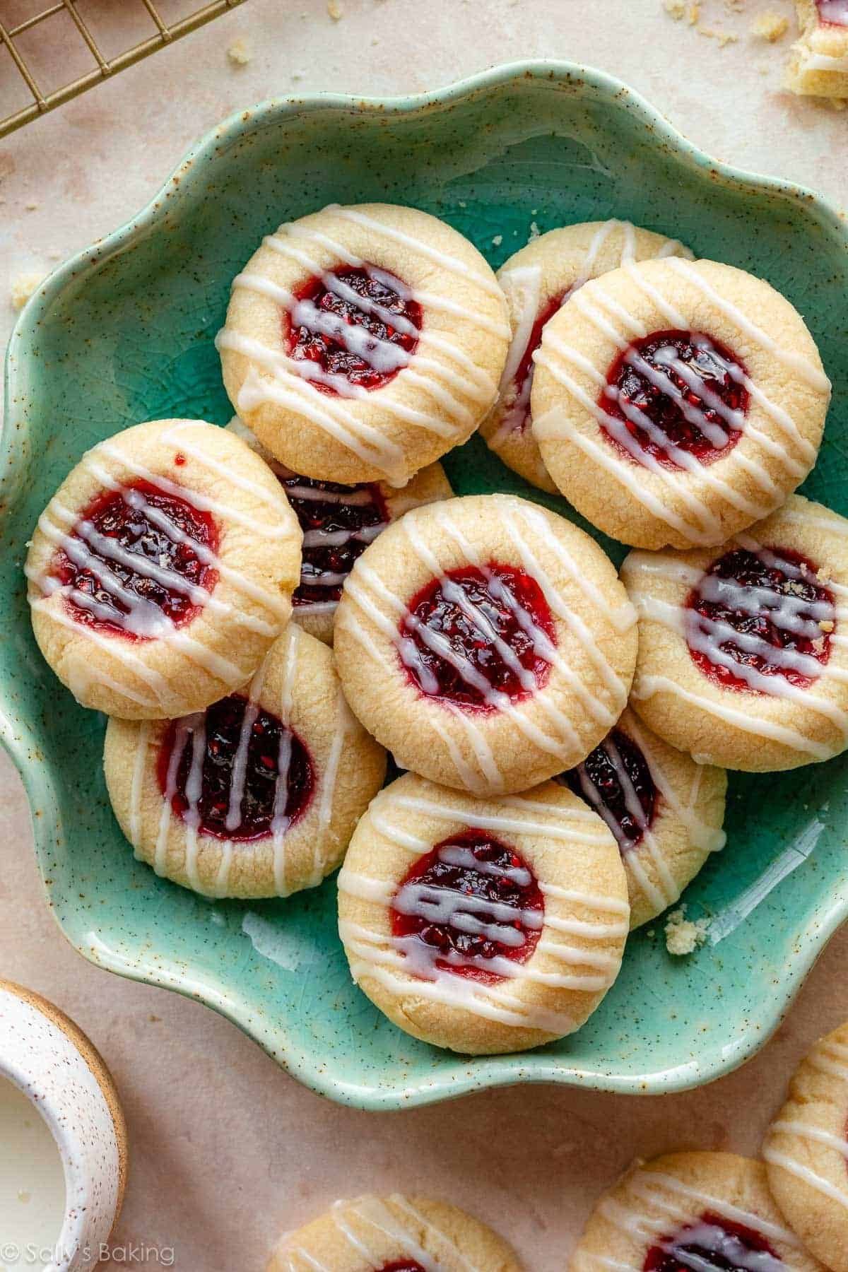 Raspberry almond thumbprint cookies