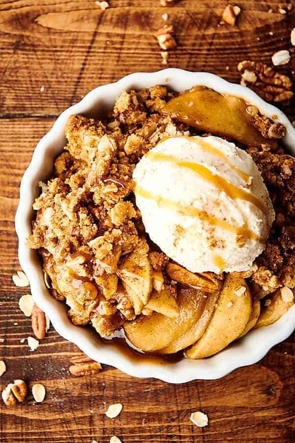 Apple crisp with pecan oat crumble topping