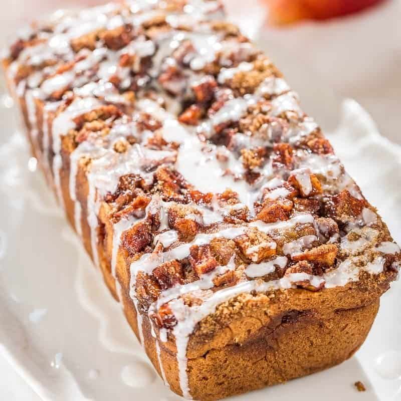 Slices of glazed apple fritter bread