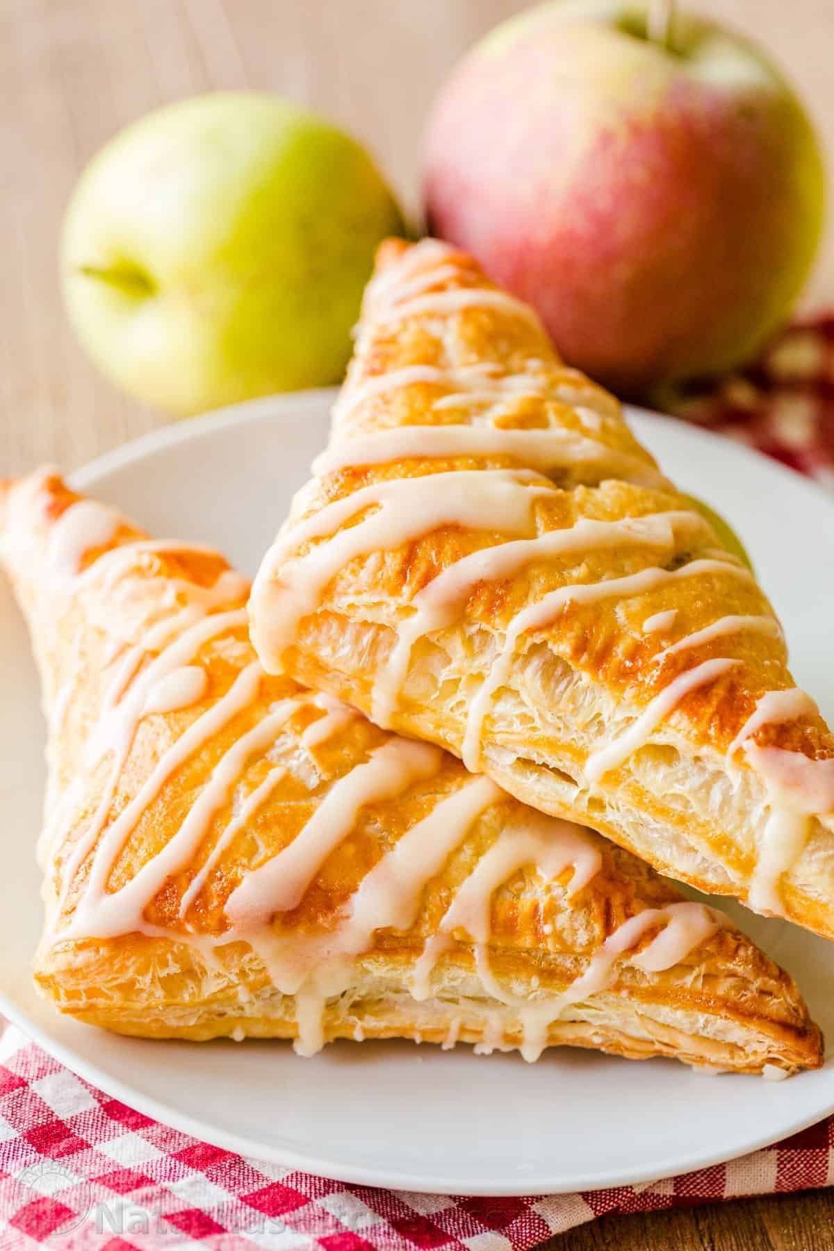 Glazed puff pastry apple turnovers