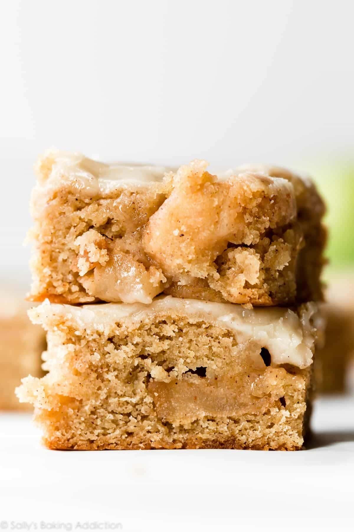 Brown butter apple blondies with icing