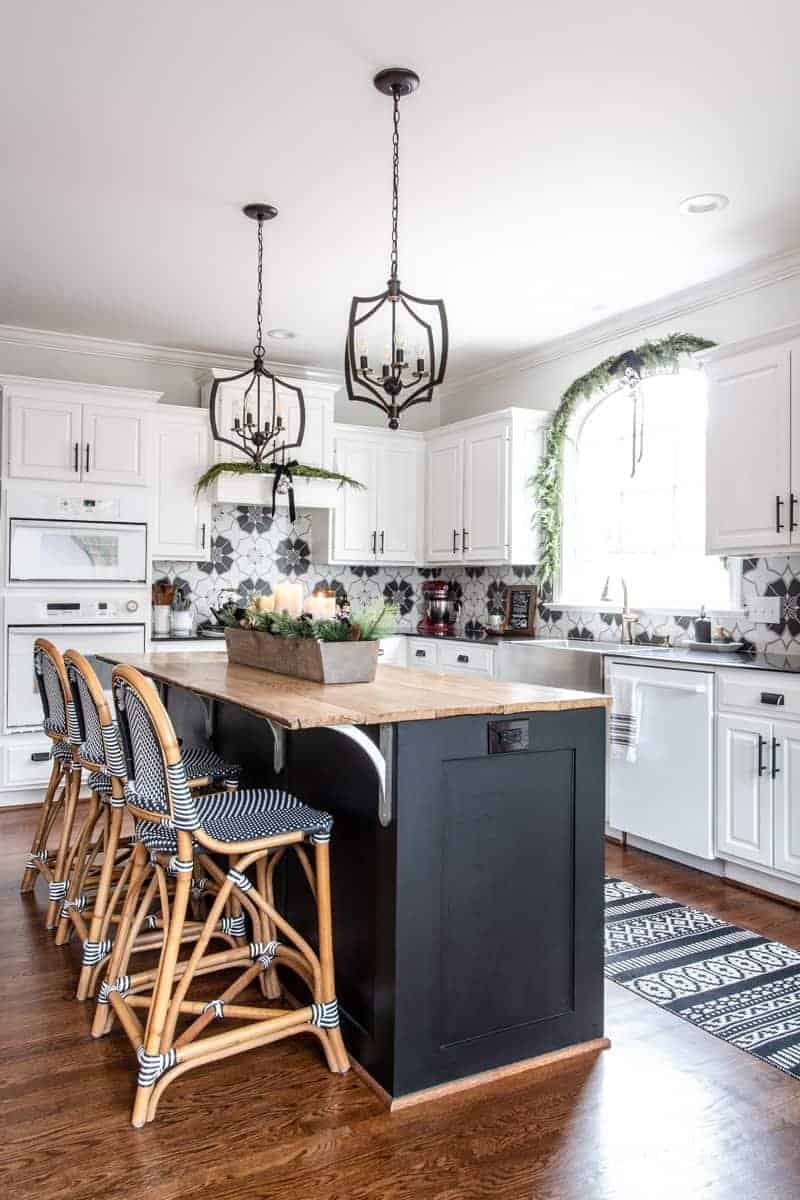 Black and White Kitchen with Velvet Bows