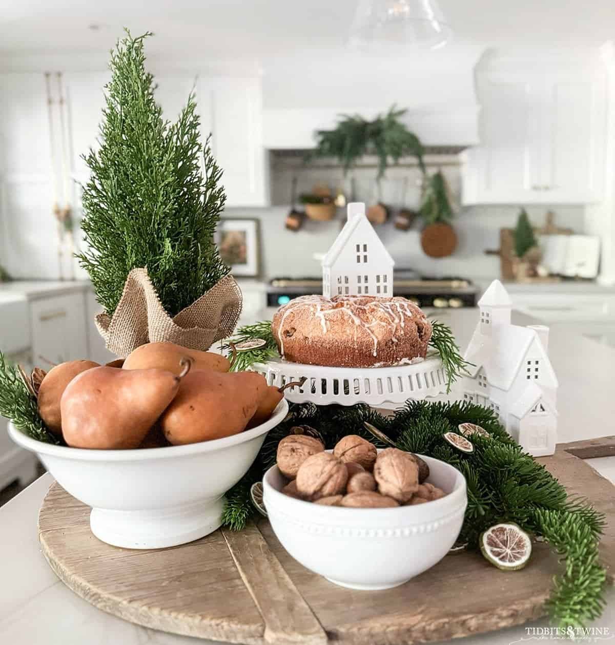 Neutral Counter with White Poinsettias