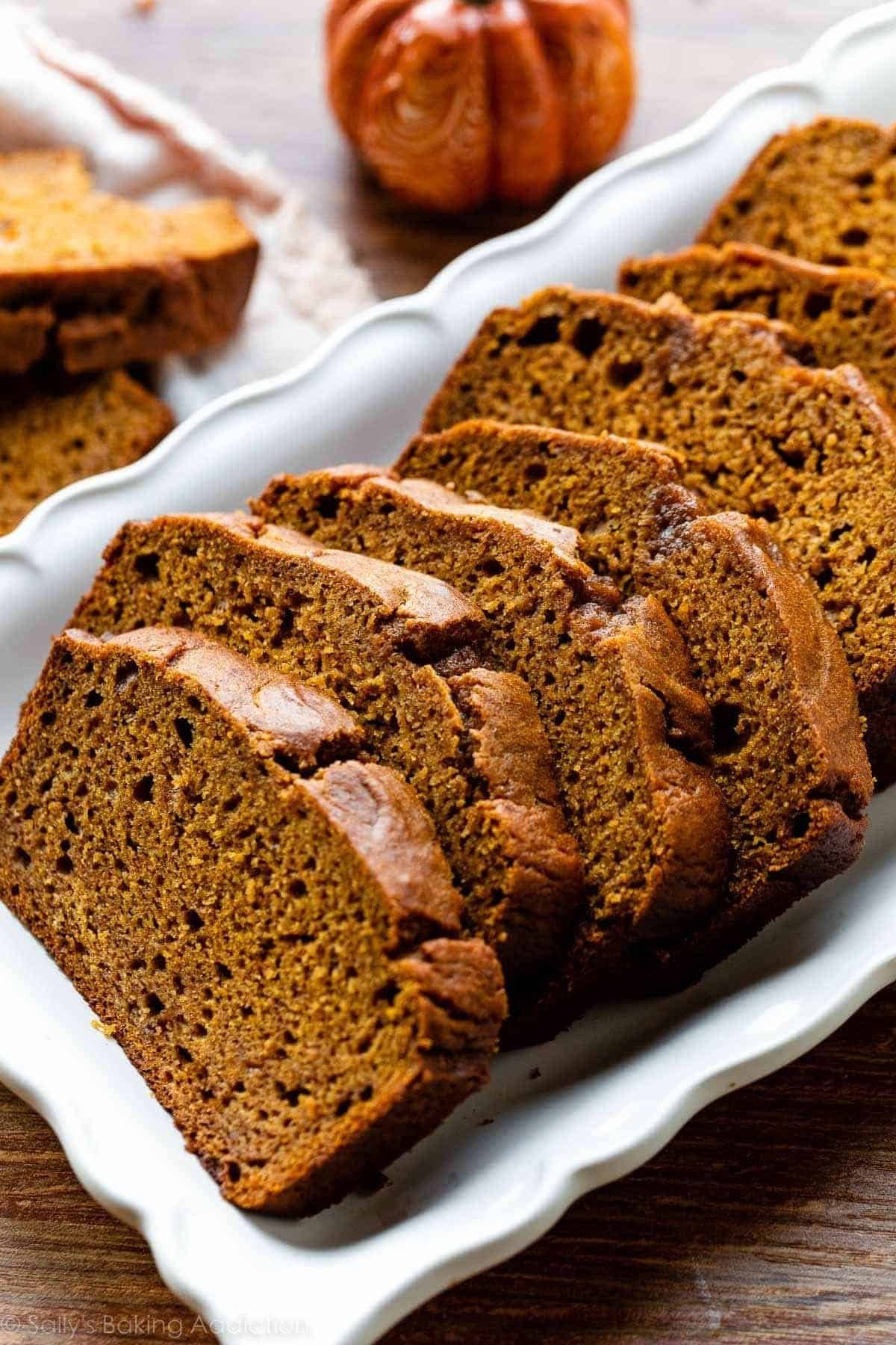 Slices of moist pumpkin bread